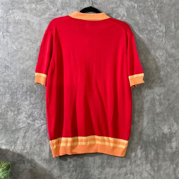 Max 'n Chester Knit Polo Shirt Men's L Red Striped Cotton/modal  Casual - Picture 3 of 7